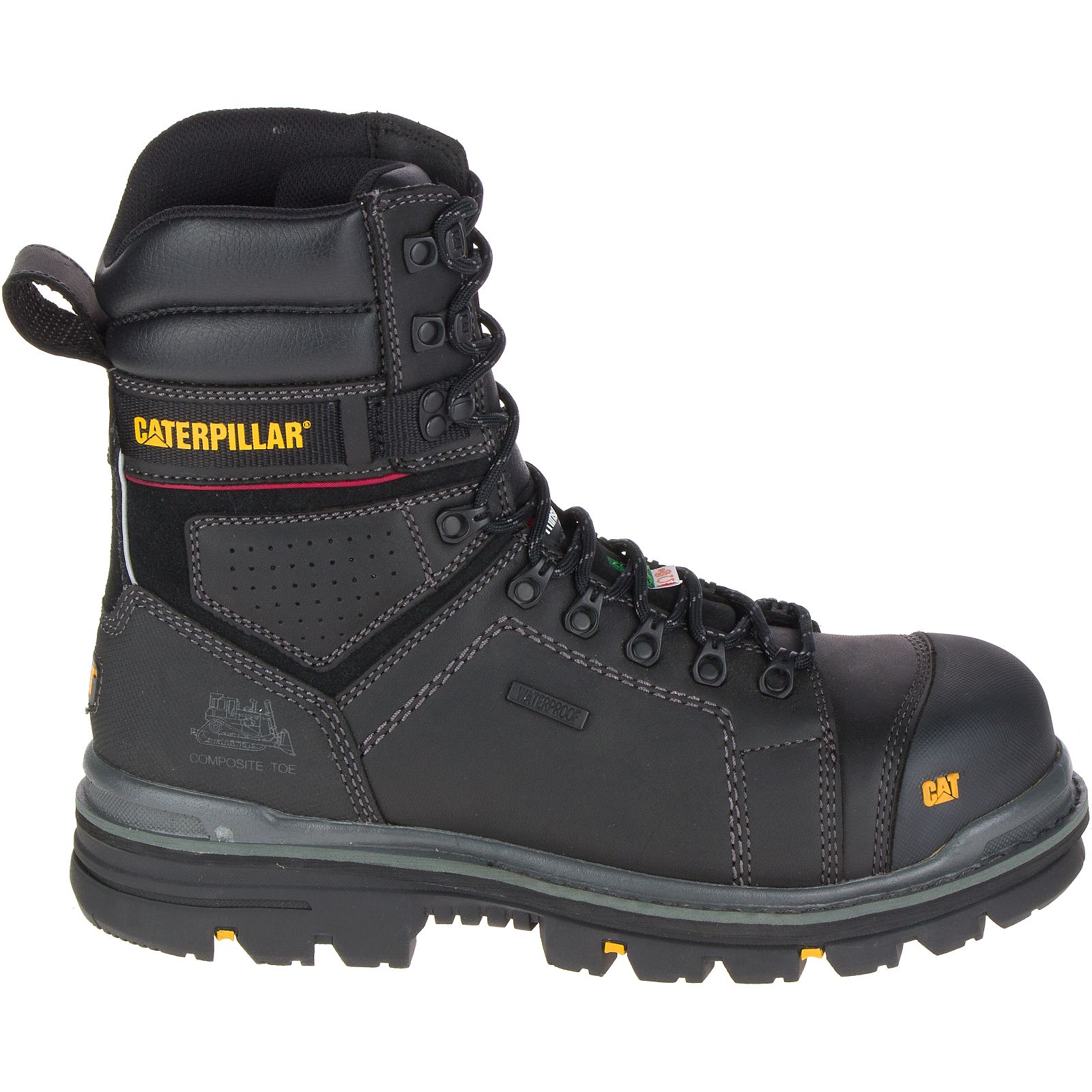 Caterpillar Work Boots Dubai - Caterpillar Hauler 8" Waterproof Composite Toe Csa Mens - Black HALVTG916